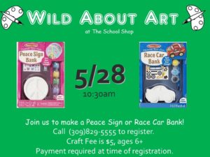 Paint a Peace Sign Bank or Race Car Bank @ The School Shop | Bloomington | Illinois | United States